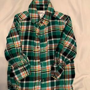 Carter’s Boys 2T Green Plaid Button Down Shirt